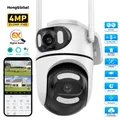 Telecamera IP WIFI HongGlobal Telecamera di sicurezza esterna a doppio obiettivo Telecamera di sicurezza impermeabile con rilevamento umano AI da 4 MP PTZ iCSee