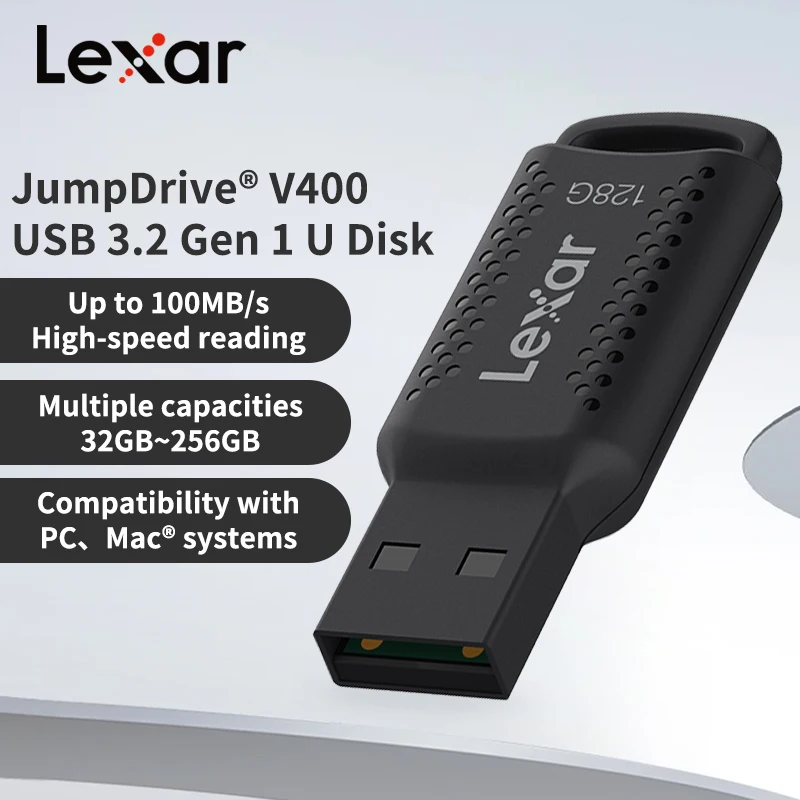 USB 3.2 Lexar V400 USB-Flash-Laufwerk 32 GB 64 GB 128 GB 256 GB Lesegeschwindigkeit Max. 100 MB/s JumpDrive Pendrive Mini U Disk USB-Speicherstick Image