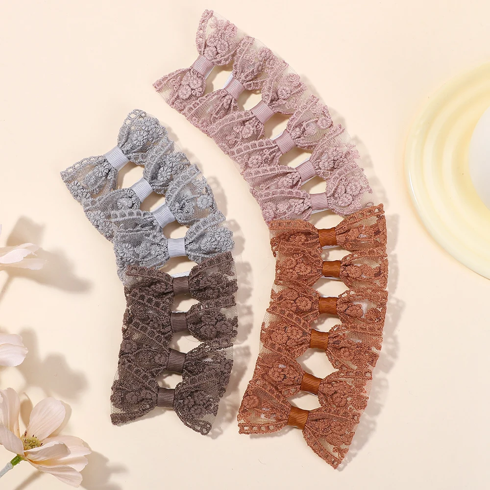 40 Stück Haarspangen mit Spitzenstickerei und Schleife für Mädchen, Retro, elegant, solide Haarnadeln, Kinder-Stirnband mit Clips, Haar-Accessoire, Geschenk Image