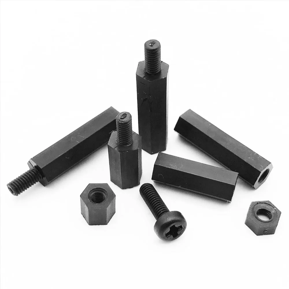 50pc M2 M2.5 M3 M4 PCB Scheda Madre Nero Nylon Plastica Phillips Vite Bullone Maschio-Femmina Femmina Esagonale Standoff Esagonale Pilastro Spacer