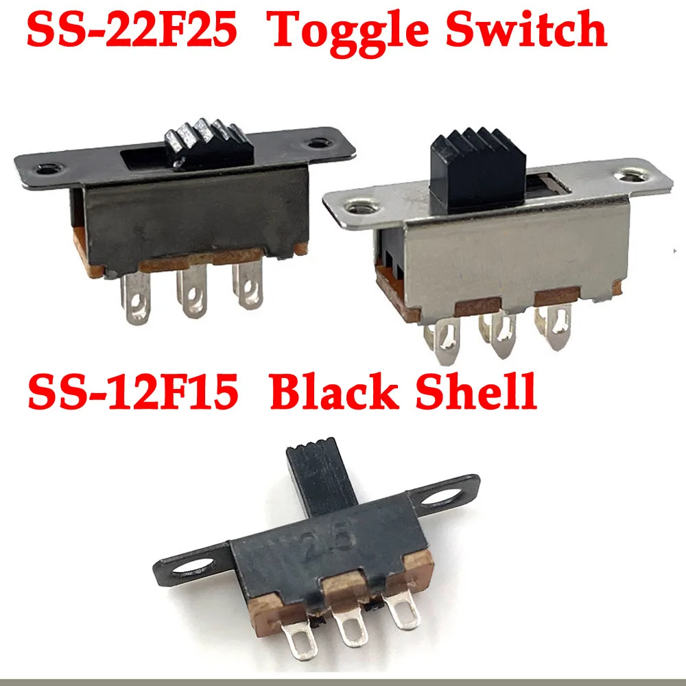 1–10 Stück Schiebeschalter 2 Positionen 6 Pins mit festem Lochgriff DPDT 2P2T SS22F25- G7 SS-12F15 Kippschalter DC 12 V Image