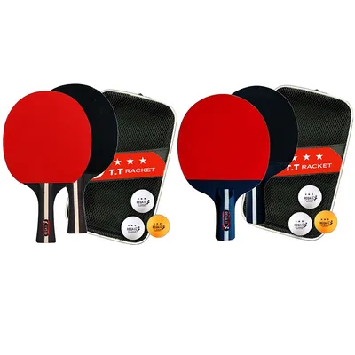 Tischtennisschläger, 2 Schläger und 3 Bälle, Tischtennisschläger, professionelles Tischtennisschläger mit Tasche für Anfänger, Trainingsspiel Image