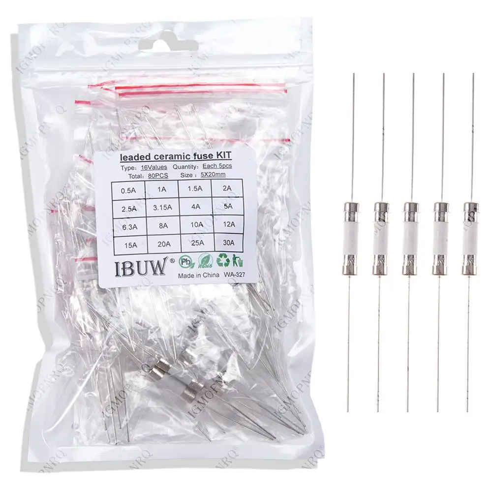 16 Werte * 5 Stück = 80 Stück 5 * 20 mm Glassicherung Langsam 5X20 0,5A 1A 1,5A 2A 2,5A 3,15A 4A 5A 6,3A 8A 10A 12A 15A 20A 25A 30A ibuw Image