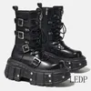 2025 neue Punk Stil Frauen Schuhe Lace-up Plattform Schuhe Frau Rock Stiefel Metall Dekor Dicken Boden Straße Schuss ritter