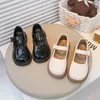 Schwarze kleine PU-Lederschuhe für Mädchen, Frühling und Herbst, neuer Junge, weiche Sohle, Prinzessinnenschleife, Schule, Studenten-Loafer, Slip-On-Flats, Größe 26–36