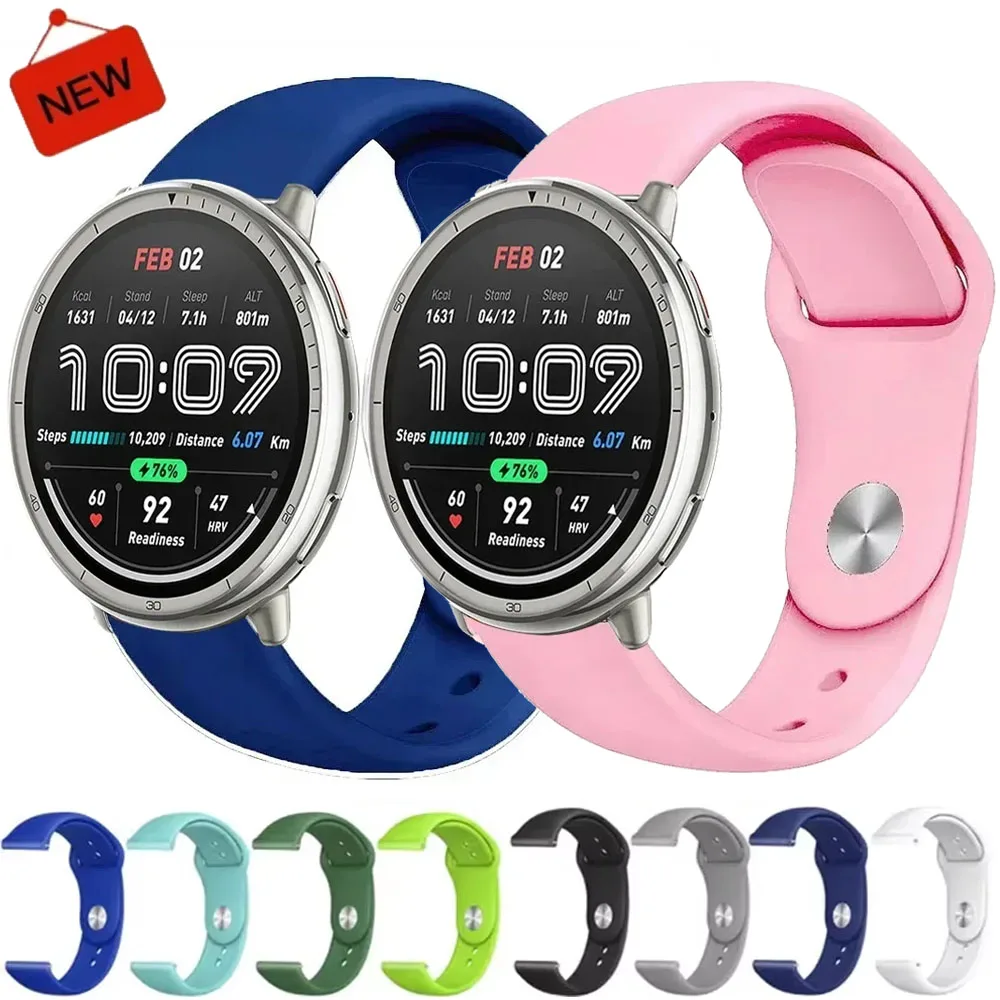 20 mm 22 mm Silikonarmband für Amazfit Active 2/Balance 2/GTS 4 3/Cheetah, rundes, langlebiges Sportarmband für Amazfit Bip 6 5/GTR 4 3 Image