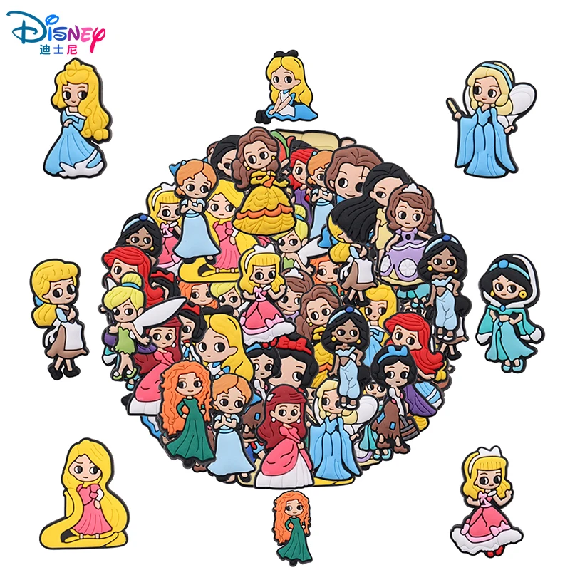 Disney Prinzessin Alice Schneewittchen 9-100PCS Schuhe Charme prinzessin MIX Set PVC Dekorationen DIY Abnehmbare Wasserdicht Für party Geschenke
