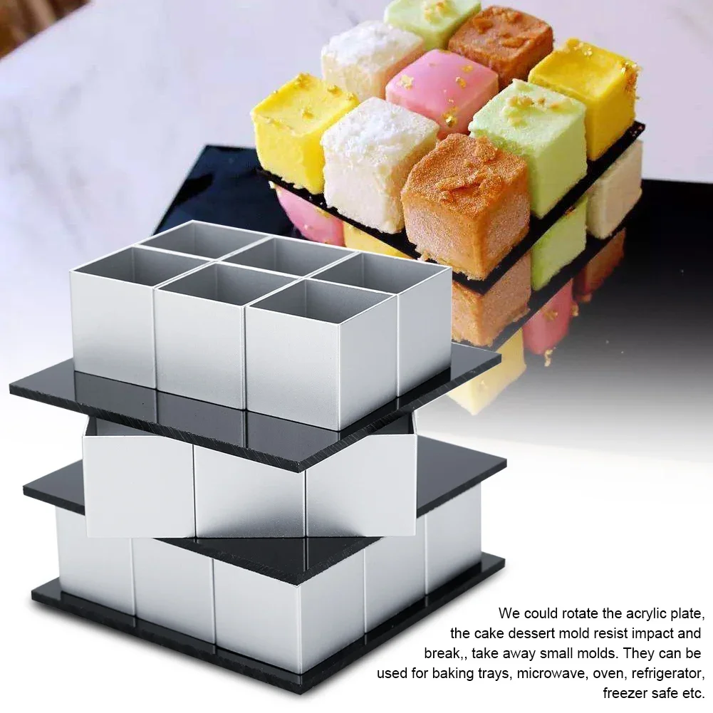 3D quadratische Silikonform Mousse Kuchen Backformen Seife Kerze Gelee Brownie Käsekuchen Schokolade Trüffel Pudding Tablett Image