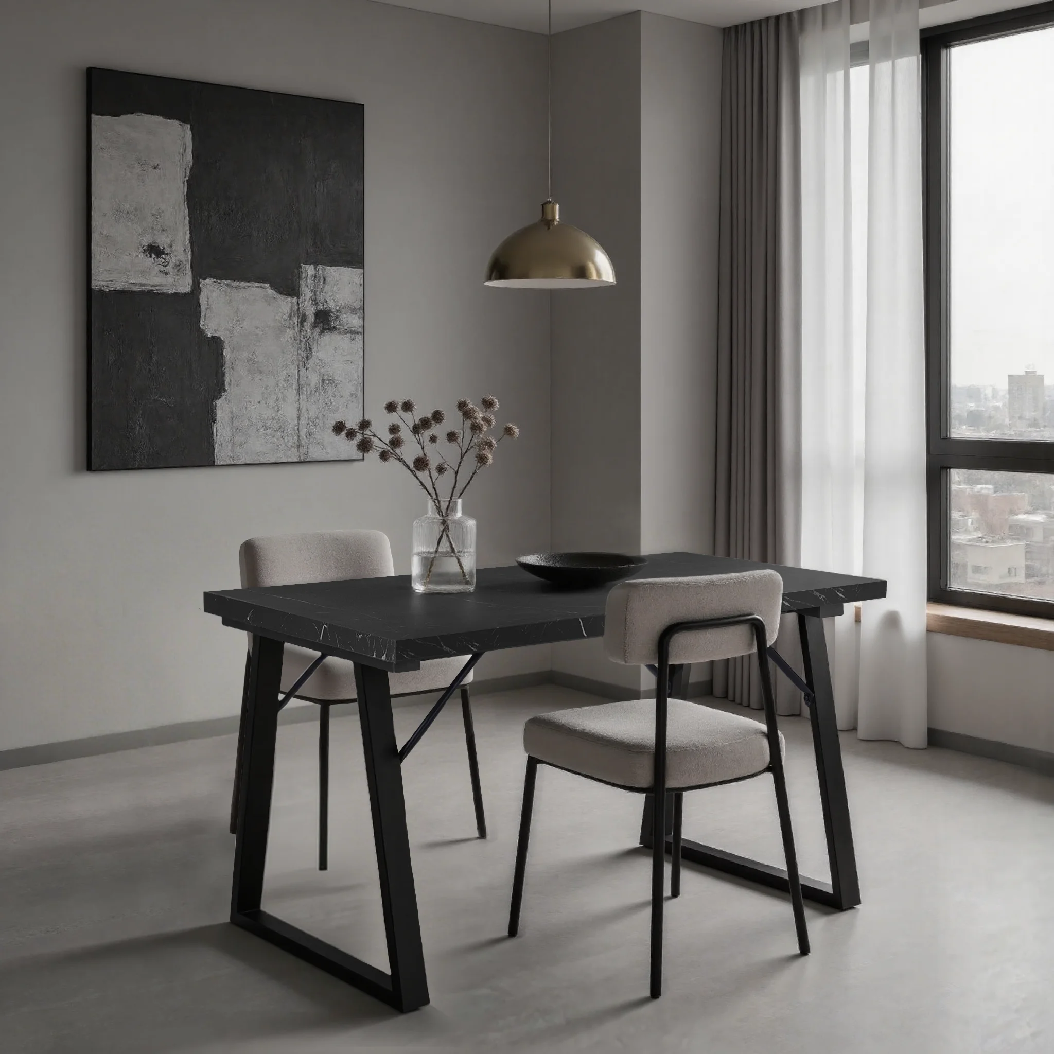 HOMAVO Z2 Esstisch mit MDF-Tischplatte und Metallbeinen – 120 cm – in 3 Farben Image