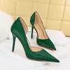 BIGTREE Schlangenmuster D'orsay High Heels Spitzschuh Damen Pumps Stiletto 10,5 cm Kleid Dame Schuhe mit Absatz Grün Aprikose Größe 43