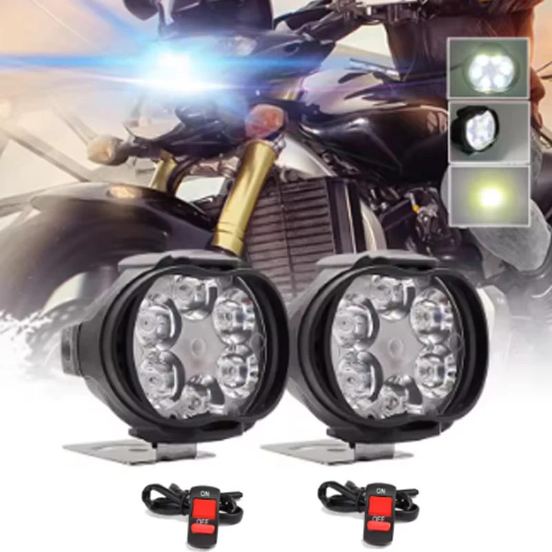 Faretti per fari a LED per moto 12V Luci a LED luminose Faretti per fari anteriori ausiliari per moto impermeabili Fari fendinebbia
