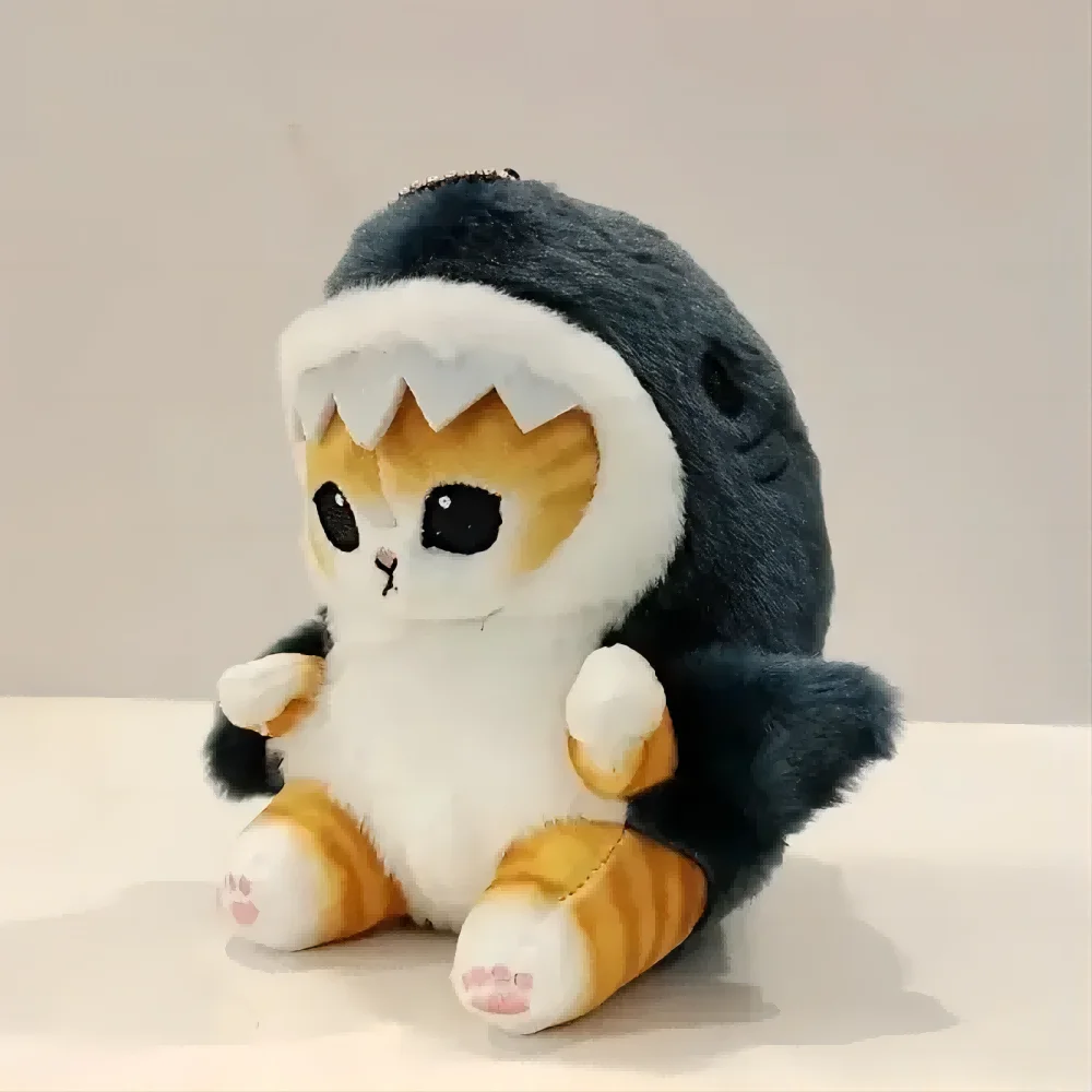 Kawaii Anime Hobby Gamberetti fritti Squalo Gatto Portachiavi bambola di peluche Cartone animato Zaino con ciondolo carino per la fidanzata Regalo di Natale