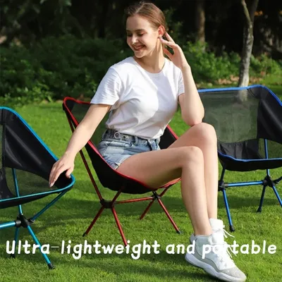 Portable folding camping chair with lightweight backpacking chair with carry-on camping hiking beach trip outdoor recreation