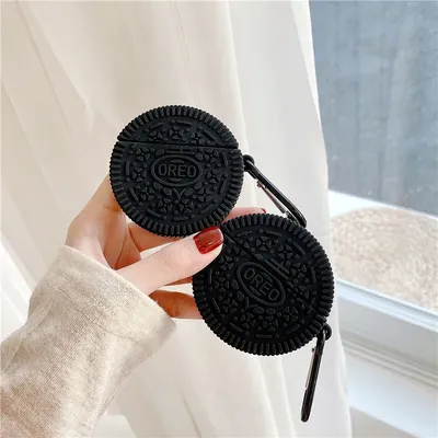 Creative Ore Cookies Design Case For Airpods Pro 2nd 3rd Gen Soft Silicone Cover Black White Biscuit Style Protective Shell