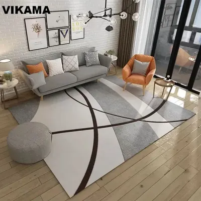 VIKAMA Crystal Pile Scandinavian Style Home Modern Simple Living Room Full Carpet Bedroom Geometric Printed Office Rugs