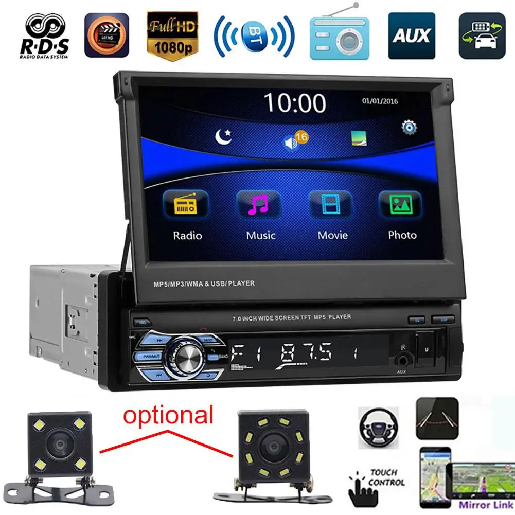 9601 7 Inch Bluetooth Car FM Radio Audio Video MP5 with Rearview Camera