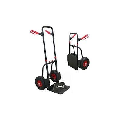 PROREGAL Klappbare Profi-Sackkarre TAURUS 150 | HxBxT 110x50x57cm | Traglast 150kg | Stahlrahmen | Rot-Schwarz | Sackkarre Transportkarre Image