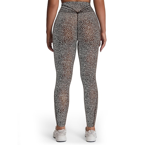 Per donna Leggings capri Leggings da yoga Controllo addominale Palestra Atletico Corsa Pantaloni Stampa Floreale Nero Marrone Rosso rosa Autunno Gli sport Abbigliamento sportivo Elasticizzato Taglia