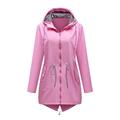 Giacca impermeabile da donna, antivento, con cappuccio, 2 tasche, cerniera, foderata, cintura regolabile, giacca casual da campeggio impermeabile