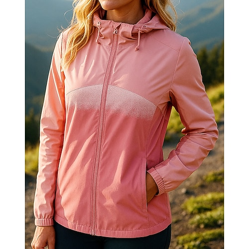 Damen Windjacke Softshelljacke Wanderjacke Außen Wasserdicht Winddicht Wanderoutfits Wanderbekleidung Frühling Herbst Oberteil Camping / Wandern / Höhlenforschung Laufen Farbverlauf Rosa Blau Purpur Image