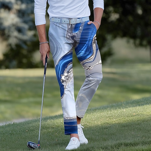 Herren Marmor Abstrakte flüssige Kunst Anzughose Golfhosen Hose Mittlere Taille Lässig Sport im Freien Slim Fit Hose mit Taschen Frühling Herbst 3D-Druck Rote Blau Purpur Image