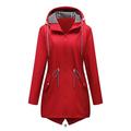 Giacca impermeabile da donna, antivento, con cappuccio, 2 tasche, cerniera, foderata, cintura regolabile, giacca casual da campeggio impermeabile