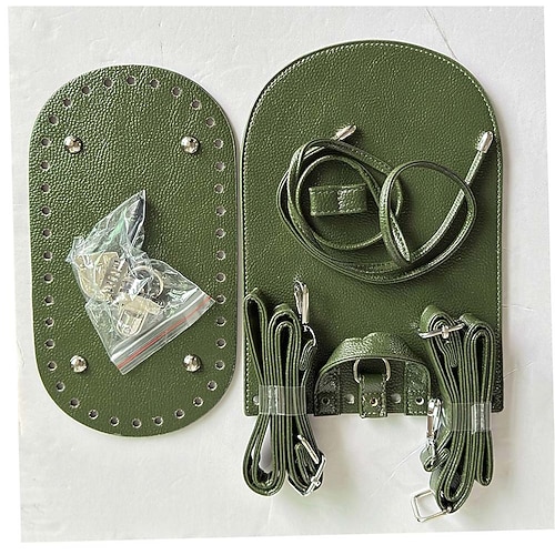 7-teiliges DIY-Webset für Lederhandwerks-Rucksack – handgefertigtes Stricktaschen-Set aus Kunstleder mit Boden und Klappe, mit Häkelnadel und Zubehör – für Erwachsene Teenager - perfekt zum Basteln Image