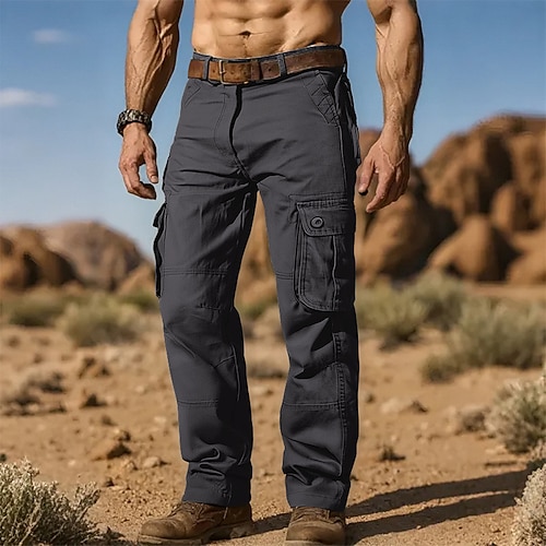 Herren Cargo-Hosen Hose Knöpfe Mehrere Taschen Einfach tragbar Outdoor Täglich Campen und Wandern Mode Klassisch Armee-Gelb Gras-Grün Image