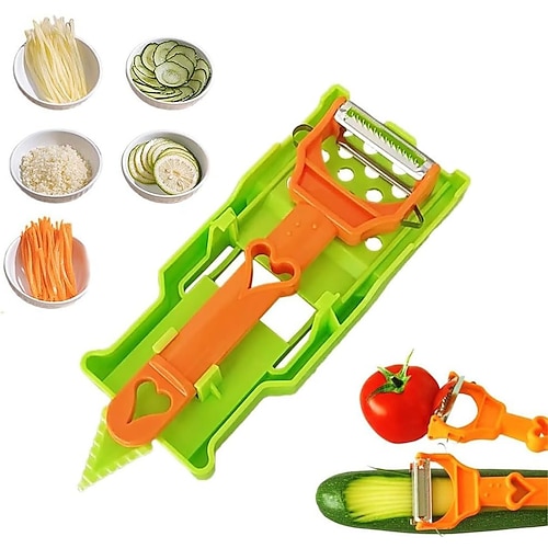 Set di utensili da cucina multifunzionali 3 in 1, pelapatate, pelapatate per verdure, pelapatate per frutta multifunzionale, per affettare e sbucciare tutti i tipi di frutta e verdura.