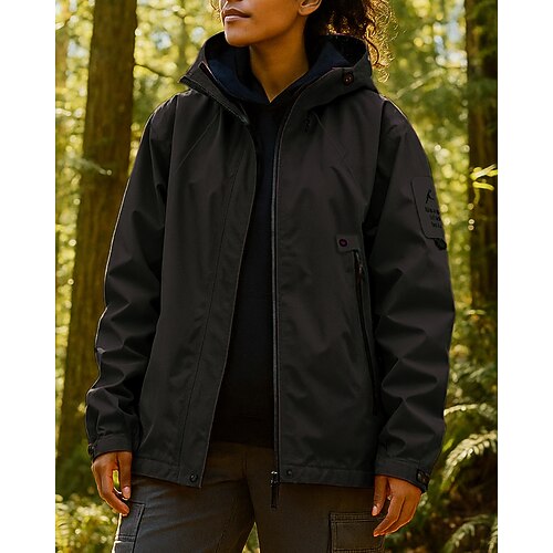 Damen Windjacke Softshelljacke Wanderjacke Außen Wasserdicht Winddicht Wanderoutfits Wanderbekleidung Frühling Herbst Oberteil Camping / Wandern / Höhlenforschung Laufen Hellgelb Schwarz Weiß Image