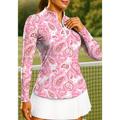 Per donna Polo da golf Maglia da tennis Felpa da tennis Manica Lunga Stampato Zip a un quarto Pullover Protezione UV Elastico Traspirante Tennis Golf Pickleball Collo alla coreana Collo con zip