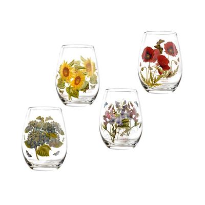 Portmeirion Set Of 4 Botanic Garden Stemless Wine Glasses