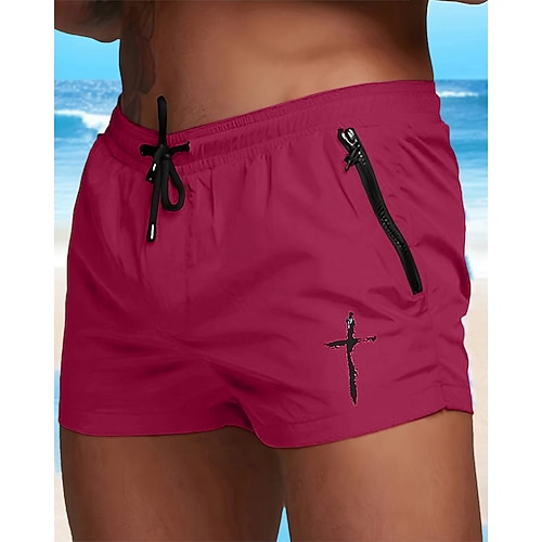 Herren Badehosen Badeshorts Boardshorts Kreuz Schnelltrocknend Atmungsaktiv Kordelzug Elastischer Bund Urlaub Strand Hawaiianisch Lässig Schwarz Weiß Image