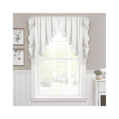 Lush Decor Linen Ruffle Kitchen Swags White Pair
