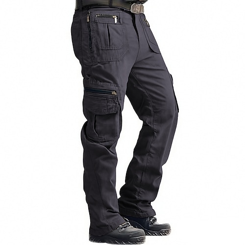 Herren Cargo-Hosen Hose Knöpfe Mehrere Taschen Einfach tragbar Outdoor Täglich Campen und Wandern Mode Klassisch Schwarz Gelb Image