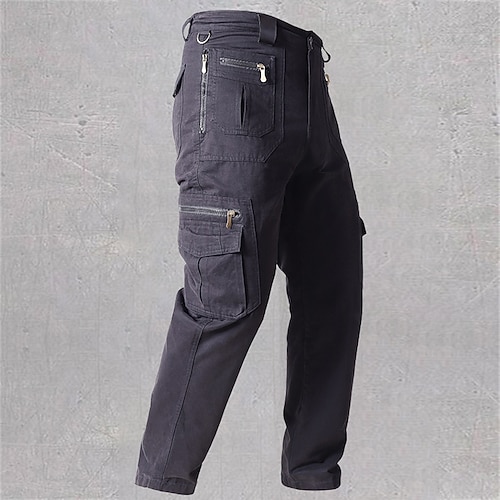 Herren Cargo-Hosen Hose Knöpfe Mehrere Taschen Einfach tragbar Outdoor Täglich Campen und Wandern Mode Klassisch Schwarz Gelb Image