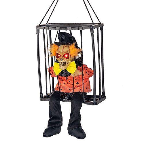 gruselige Käfig-Halloween-Puppe, Spukhaus-Requisite mit schreiender Stimme, Albtraum-Kreatur