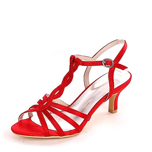 Damensandalen aus Satin in Lila mit mittelhohem Absatz – elegantes offenes Design mit Schnallenriemen für Hochzeiten, Abendpartys und besondere Anlässe Image