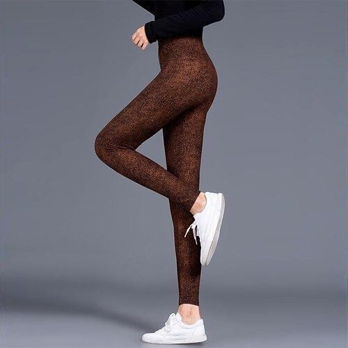 Damen Stoffhosen Leggings Streetwear Lässig Volle Länge Natürliche Taille Einfach Elastischer Bund Bequem Alltagskleidung Wochenende Weinrot Dunkelbraun Schwarz Dunkelmarine Herbst Normale Passform
