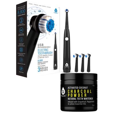 Pursonic Usb Rechargable Toothbrush, 3 Brush Heads & Teeth Whitener
