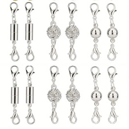 12 Stück/Set magnetische Halskettenverschlüsse und Verschlüsse für Schmuck, starker, sicherer Schnappverschluss, einfach zu verwenden bei Arthritis, DIY-Reparatur, Armbandverlängerungsverbinder Image