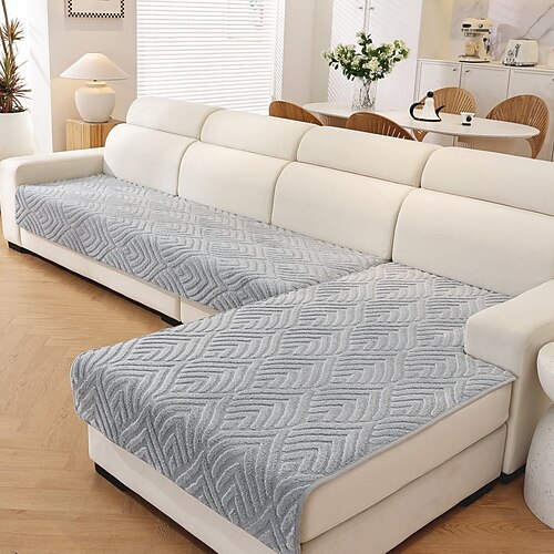 Sofakissenbezug – einfarbiger Luxus-Plüsch-Samtbezug, rutschfester, weicher Polsterschutz für moderne Sofas (für alle Jahreszeiten) Image