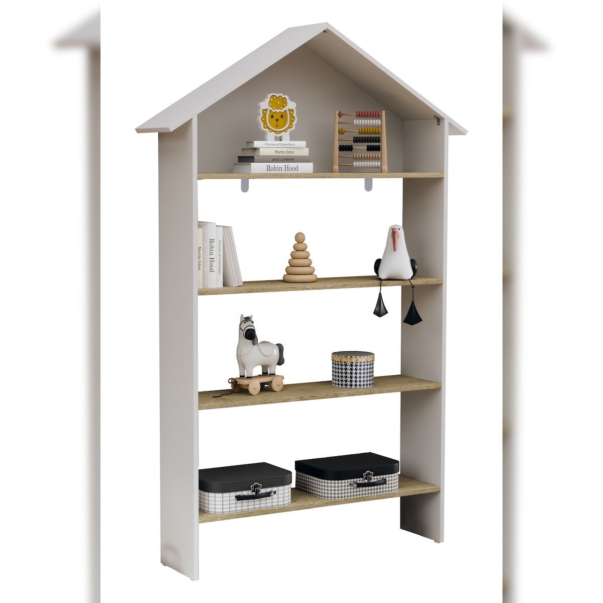 VCM Standregal Malusa Weiß / Honig-Eiche H. 160 x B. 103 x T. 23 cm Image