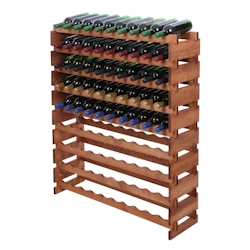 Proregal Weinregal VINOTECA FLEX PRO | HxBxT 121x103x28cm | 90 Flaschen auf 9 Ebenen | Massives Kiefernholz | Braun geölt Image