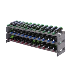 Proregal Weinregal VINOTECA FLEX PRO | HxBxT 37x123x28cm | 36 Flaschen auf 3 Ebenen | Massives Kiefernholz | Grau Image