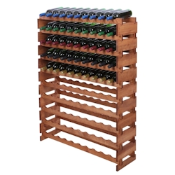 Proregal Weinregal VINOTECA FLEX PRO | HxBxT 135x103x28cm | 100 Flaschen auf 10 Ebenen | Massives Kiefernholz | Braun geölt Image