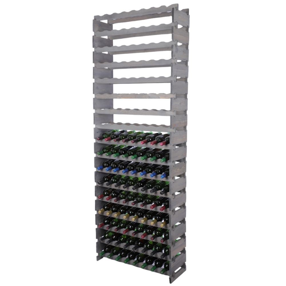 Proregal Weinregal VINOTECA FLEX PRO | HxBxT 233x84x28cm | 136 Flaschen auf 17 Ebenen | Massives Kiefernholz | Grau Image