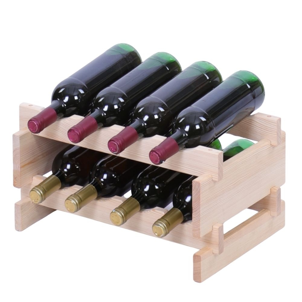 Proregal Weinregal VINOTECA FLEX PRO | HxBxT 23x46x28cm | 8 Flaschen auf 2 Ebenen | Massives Kiefernholz | Natur unbehandelt Image