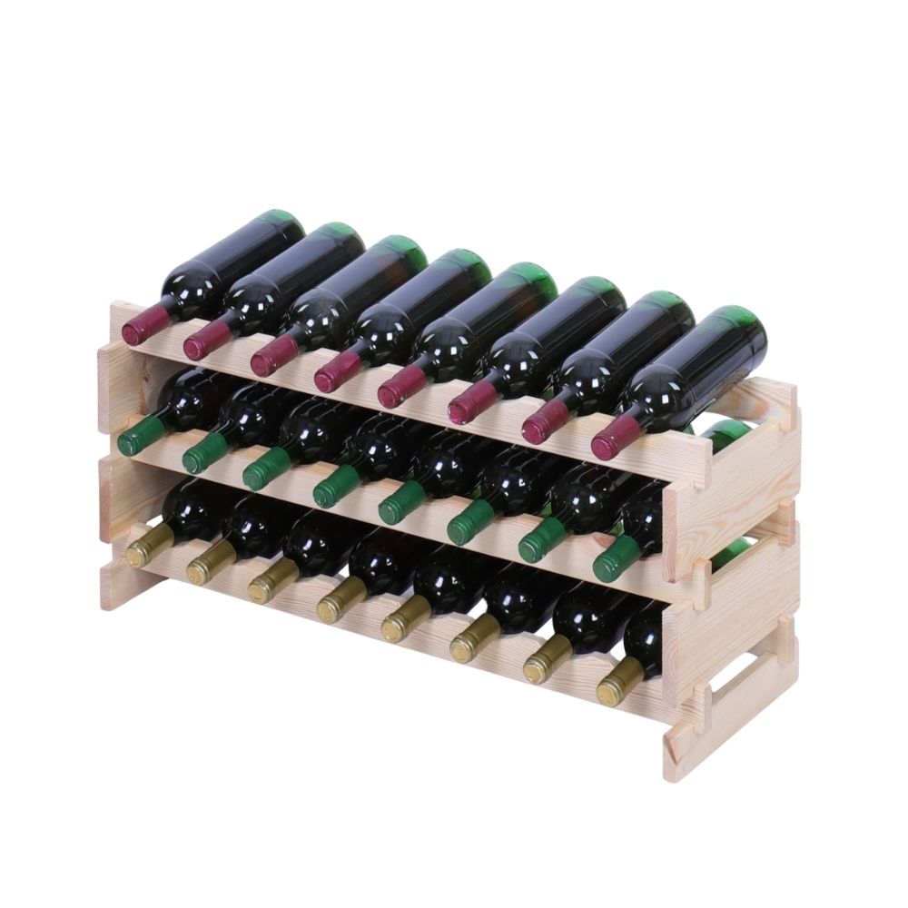 Proregal Weinregal VINOTECA FLEX PRO | HxBxT 37x84x28cm | 24 Flaschen auf 3 Ebenen | Massives Kiefernholz | Natur unbehandelt Image