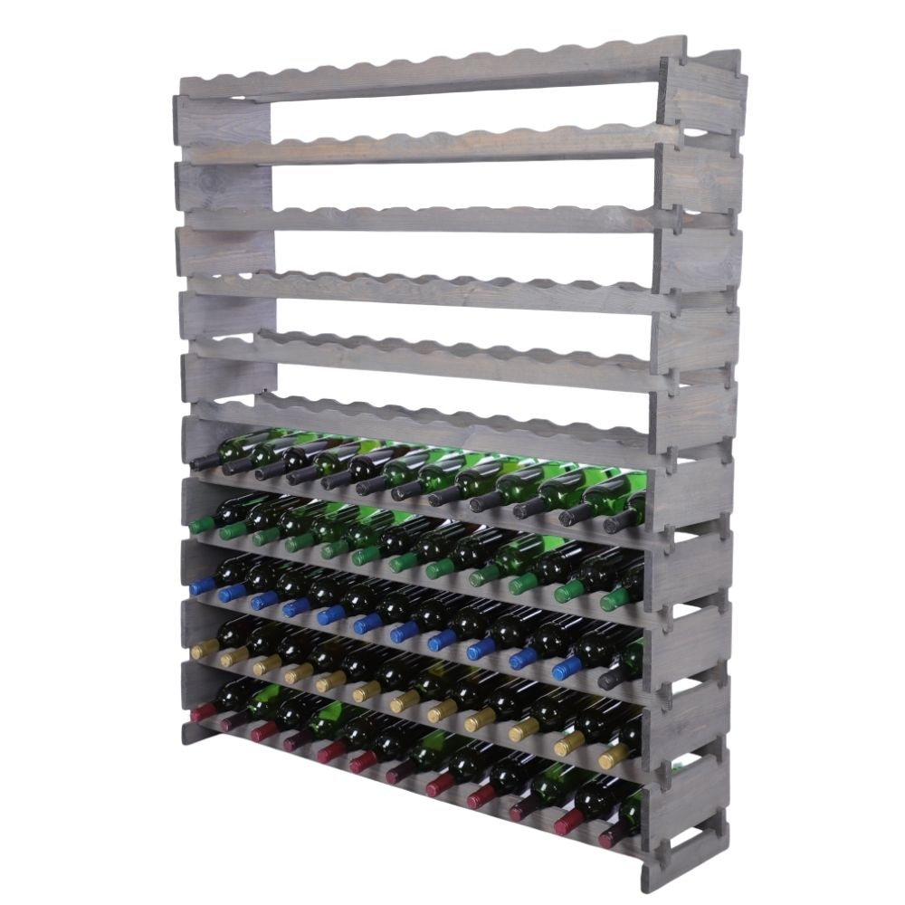 Proregal Weinregal VINOTECA FLEX PRO | HxBxT 149x123x28cm | 132 Flaschen auf 11 Ebenen | Massives Kiefernholz | Grau Image